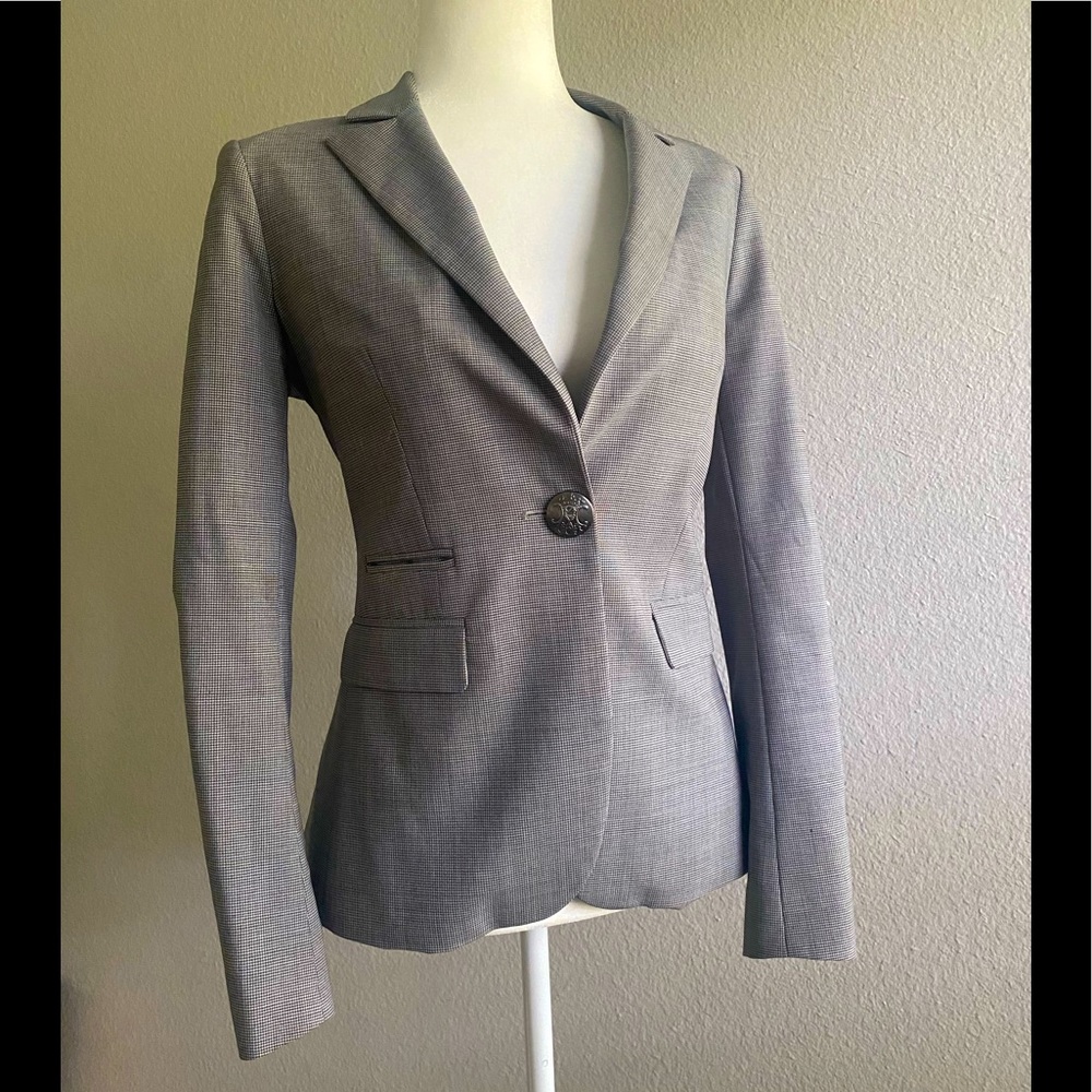 HAUTE HIPPIE Grey Wool Blend Blazer Size 0 Single-Button Good Condition Flaw